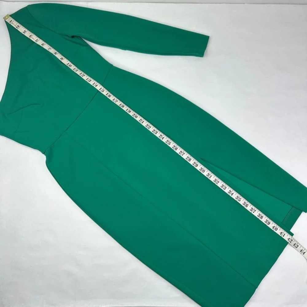 Donna‎ Morgan One Shoulder Midi Emerald Green Front Slit Party Dress Size 2